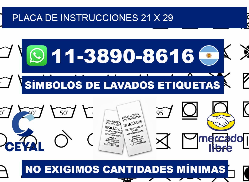 Placa de instrucciones 21 x 29
