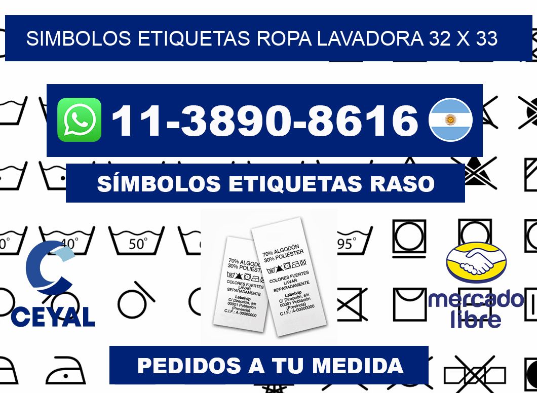 SIMBOLOS ETIQUETAS ROPA LAVADORA 32 x 33