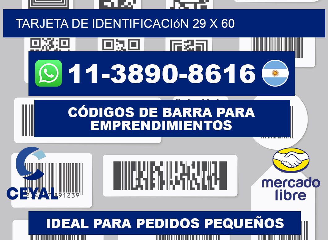 Tarjeta de identificación 29 x 60