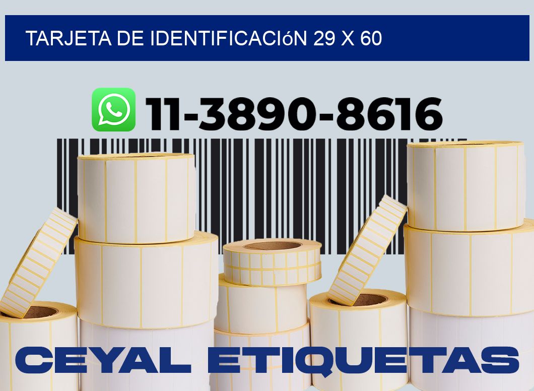 Tarjeta de identificación 29 x 60