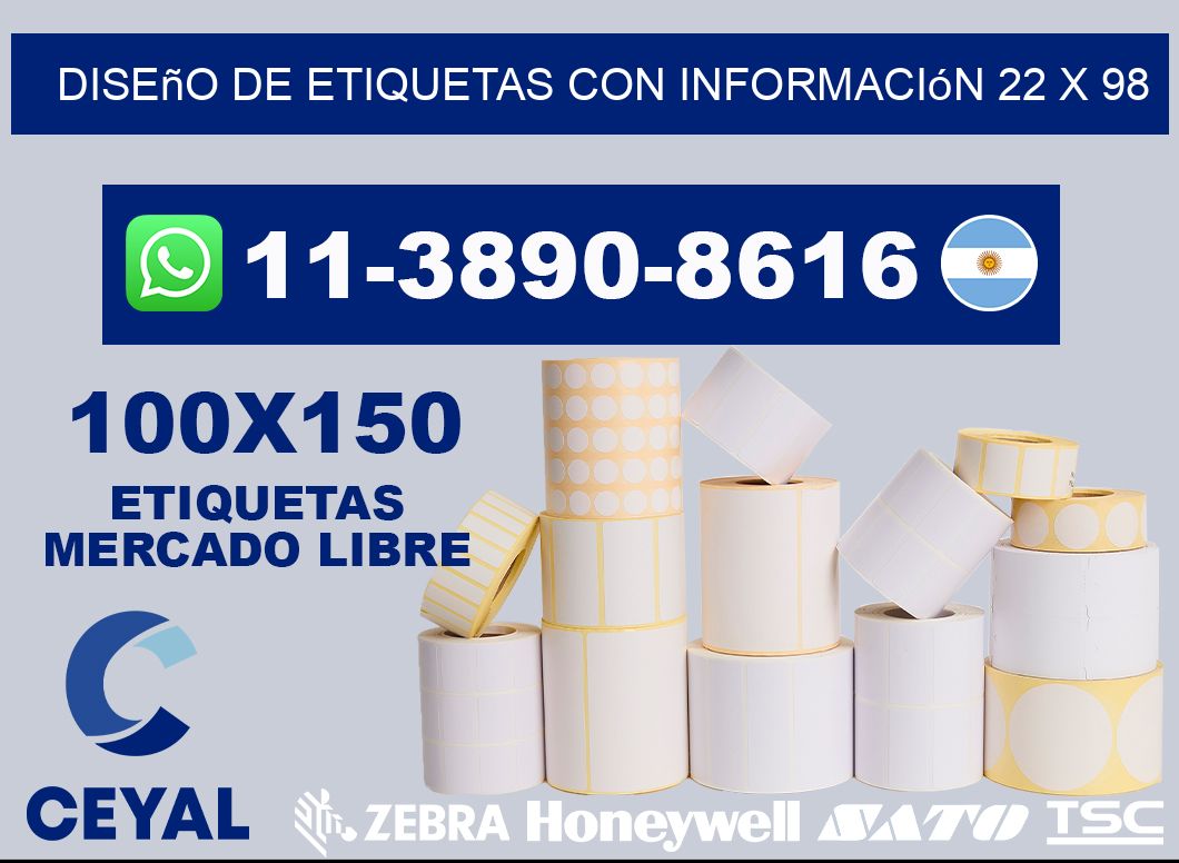diseño de etiquetas con información 22 x 98