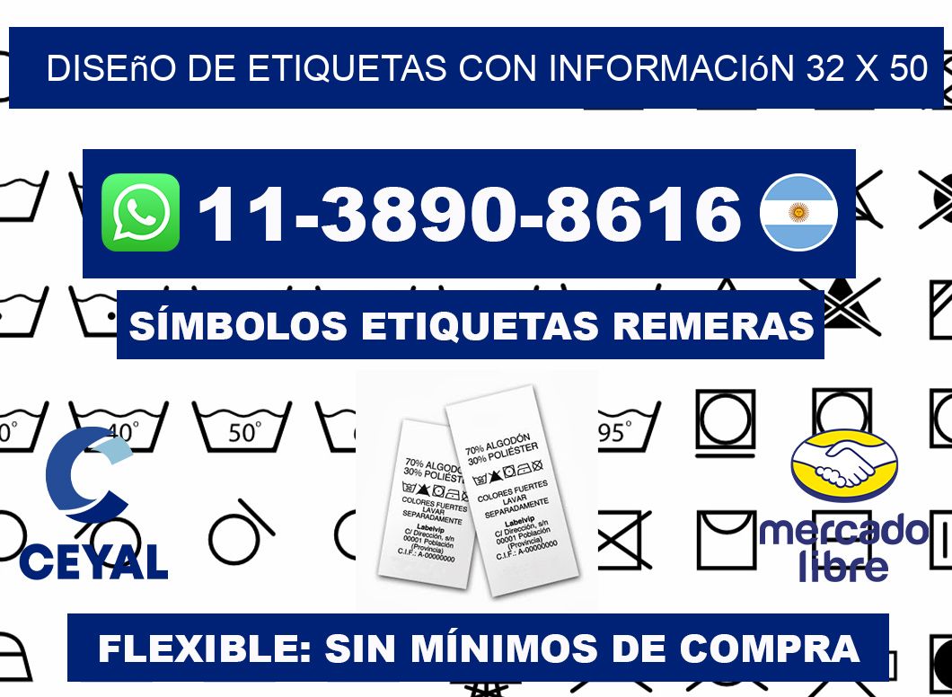 diseño de etiquetas con información 32 x 50