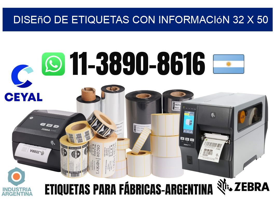 diseño de etiquetas con información 32 x 50