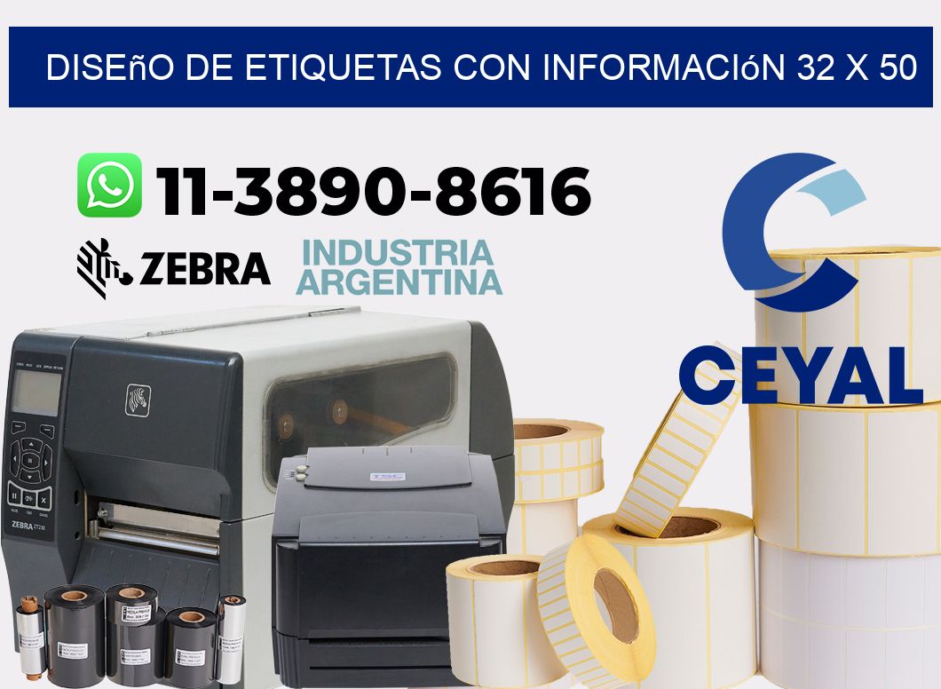 diseño de etiquetas con información 32 x 50