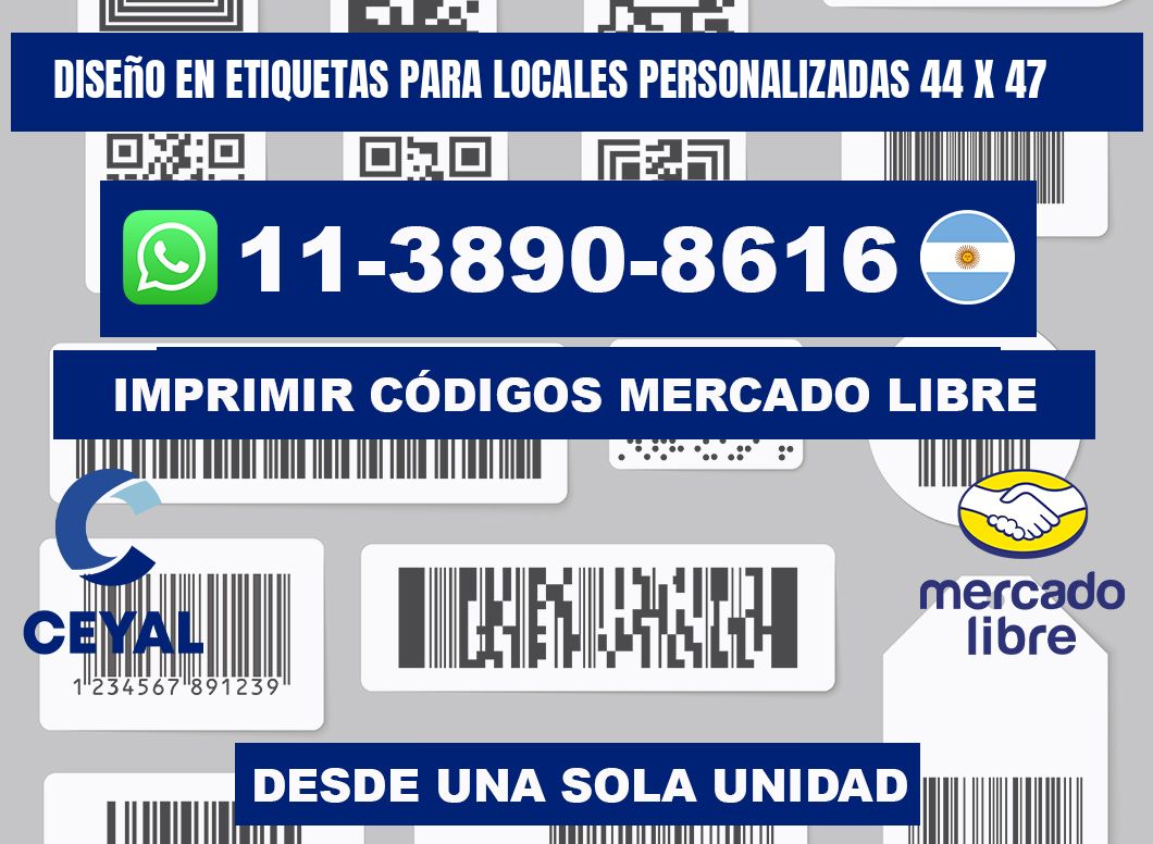 diseño en etiquetas para locales personalizadas 44 x 47