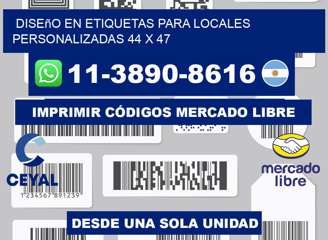 diseño en etiquetas para locales personalizadas 44 x 47