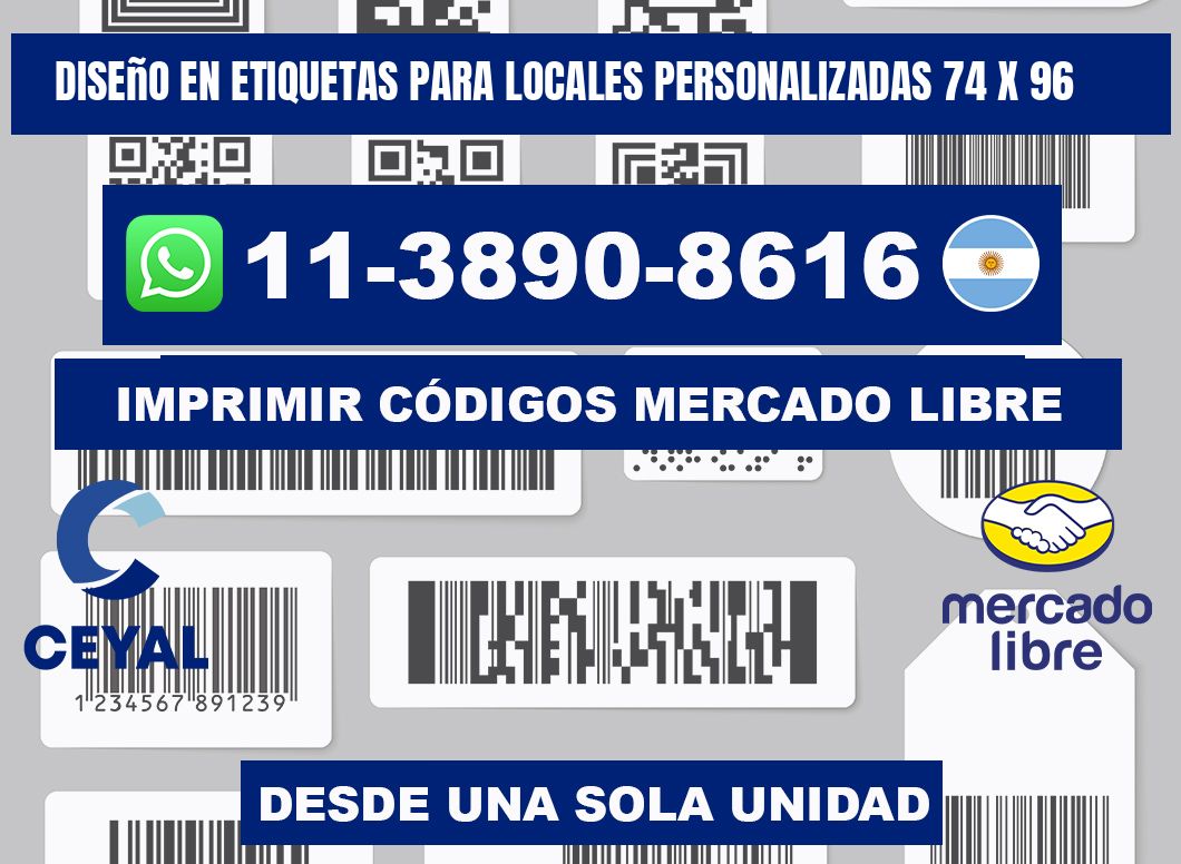 diseño en etiquetas para locales personalizadas 74 x 96