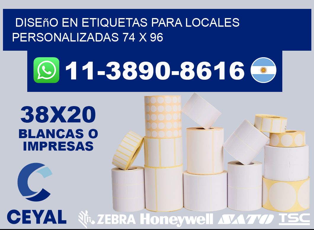 diseño en etiquetas para locales personalizadas 74 x 96
