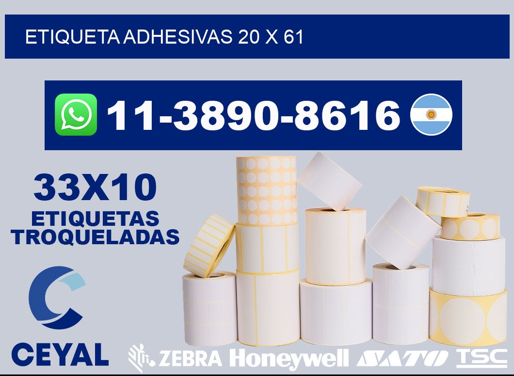 etiqueta adhesivas 20 x 61