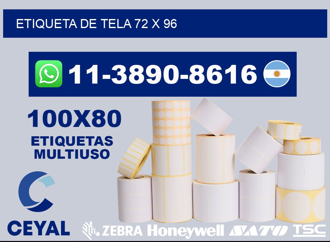 etiqueta de tela 72 x 96