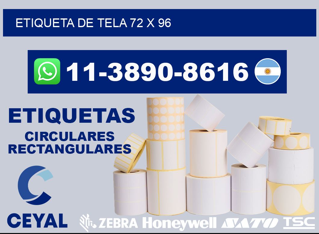 etiqueta de tela 72 x 96