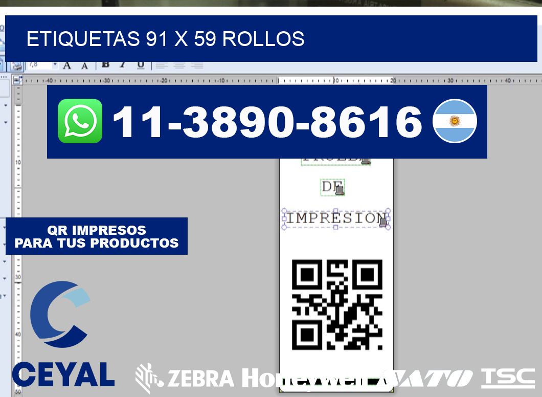 etiquetas 91 x 59 rollos