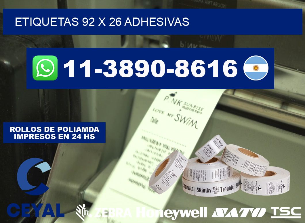 etiquetas 92 x 26 adhesivas