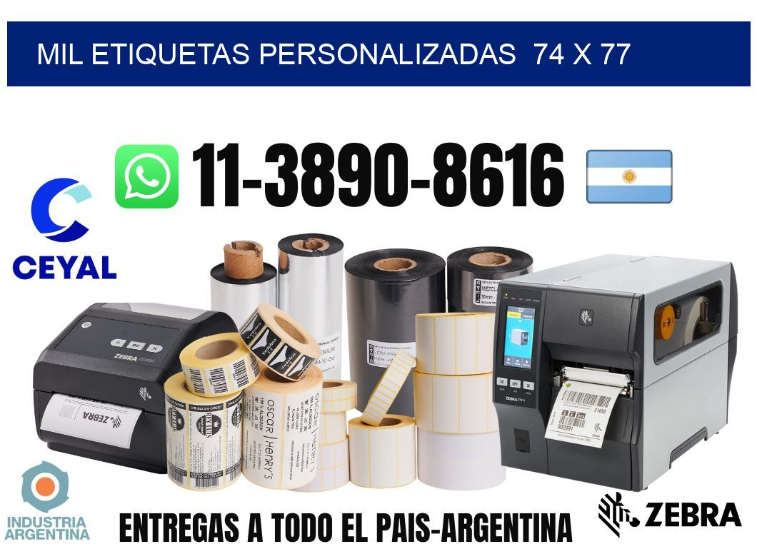 mil etiquetas personalizadas  74 x 77