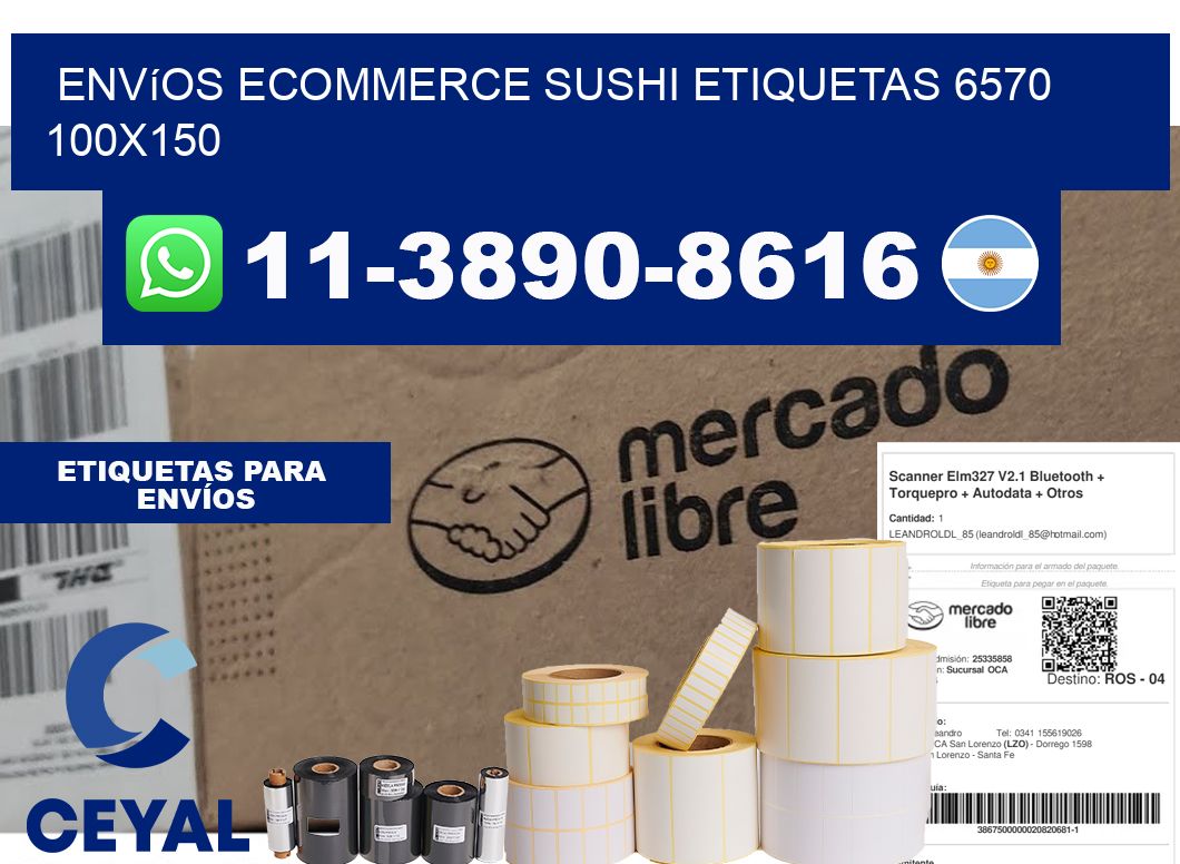 Envíos Ecommerce sushi etiquetas 6570 100x150