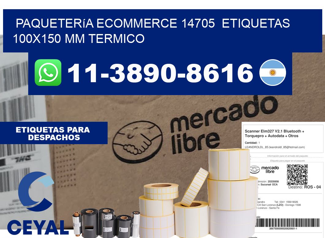 Paquetería eCommerce 14705  etiquetas 100x150 mm termico
