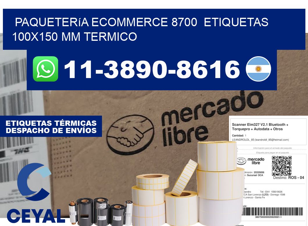 Paquetería eCommerce 8700  etiquetas 100x150 mm termico