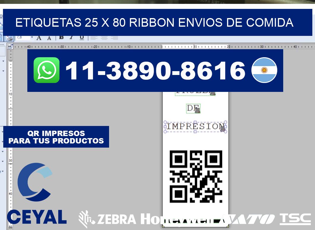 etiquetas 25 x 80 ribbon envios de comida