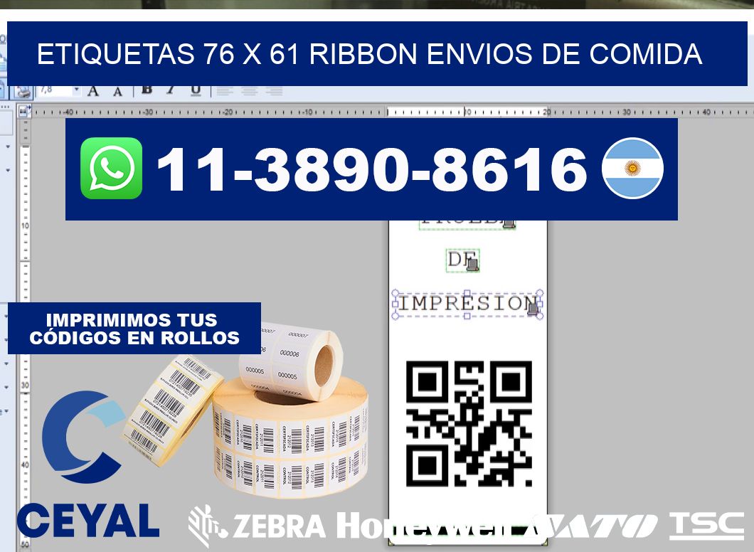 etiquetas 76 x 61 ribbon envios de comida
