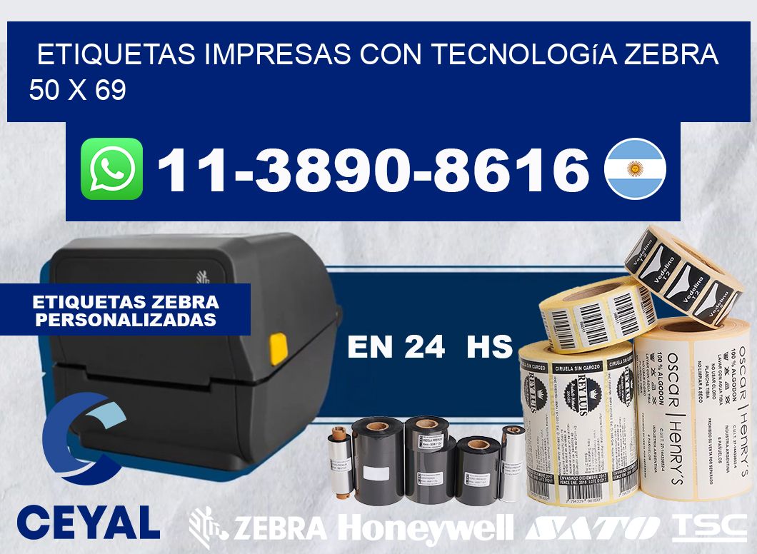 etiquetas impresas con tecnología Zebra 50 x 69