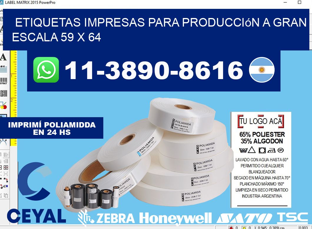 etiquetas impresas para producción a gran escala 59 x 64