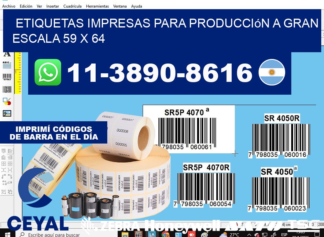 etiquetas impresas para producción a gran escala 59 x 64