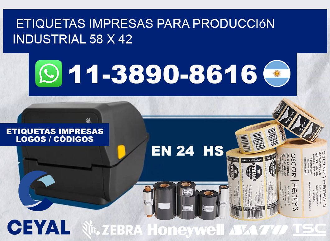 etiquetas impresas para producción industrial 58 x 42