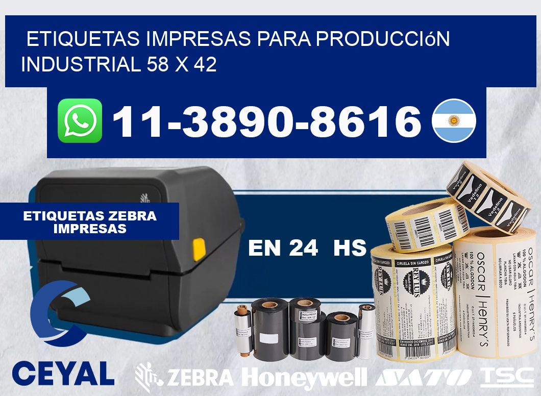 etiquetas impresas para producción industrial 58 x 42