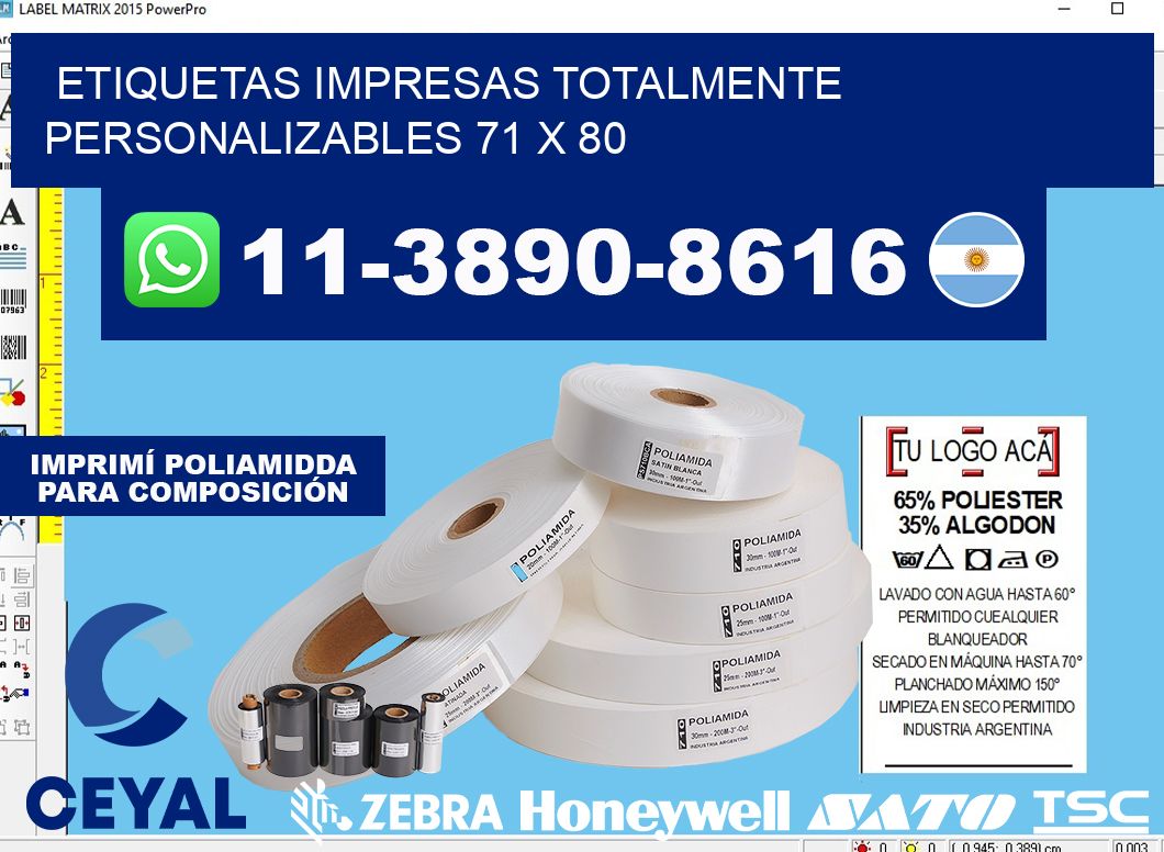 etiquetas impresas totalmente personalizables 71 x 80