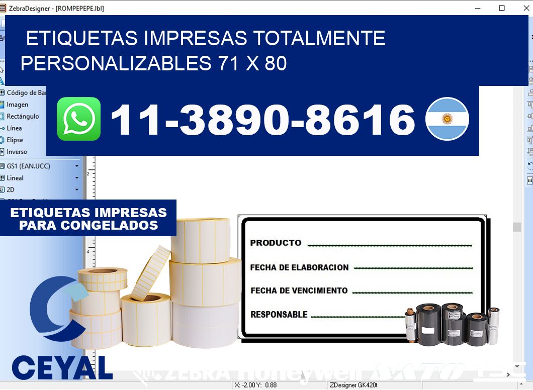 etiquetas impresas totalmente personalizables 71 x 80