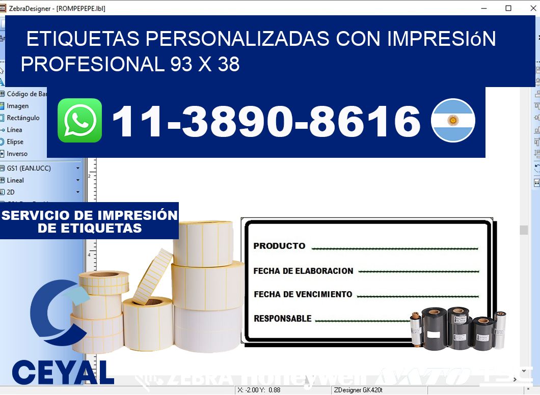 etiquetas personalizadas con impresión profesional 93 x 38