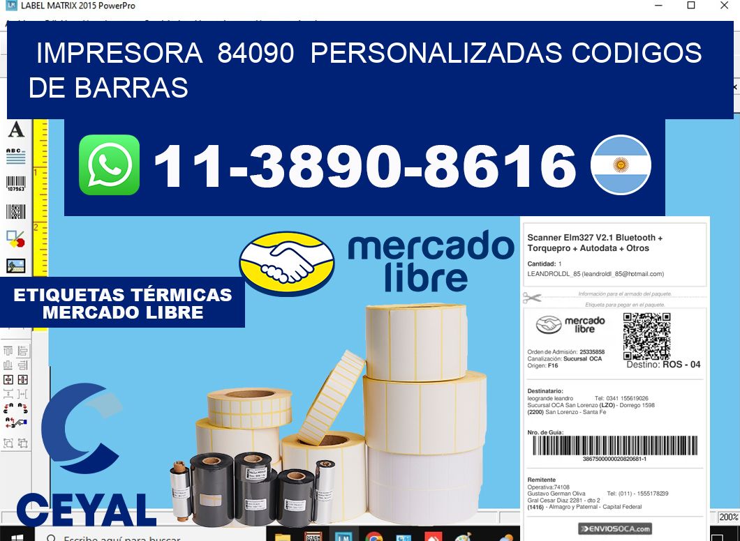 impresora 84090 personalizadas codigos de barras