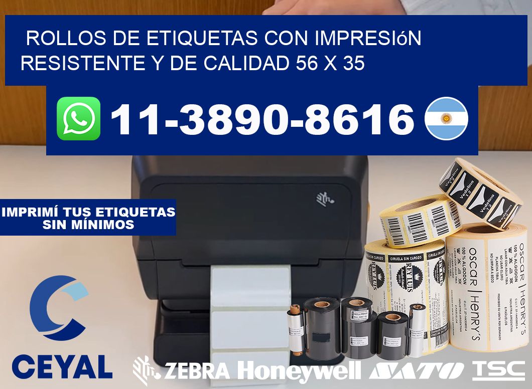 rollos de etiquetas con impresión resistente y de calidad 56 x 35