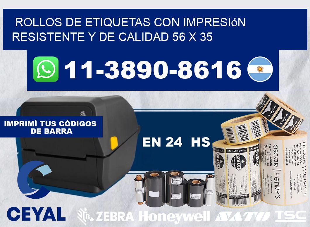 rollos de etiquetas con impresión resistente y de calidad 56 x 35
