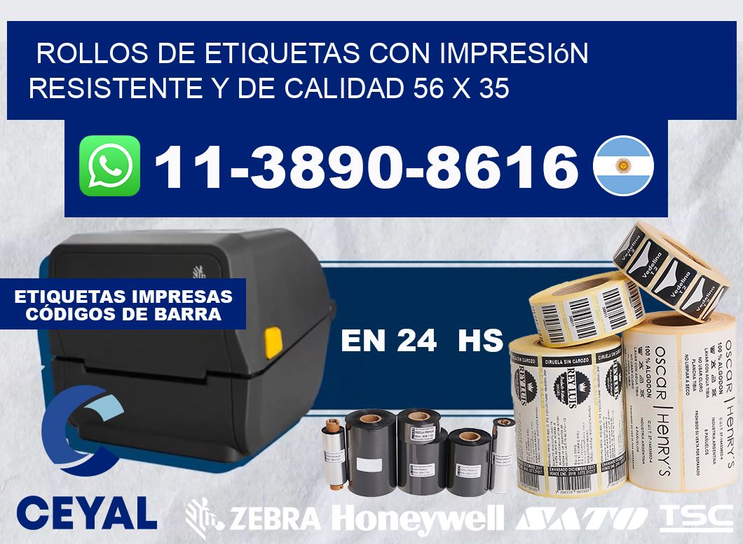 rollos de etiquetas con impresión resistente y de calidad 56 x 35