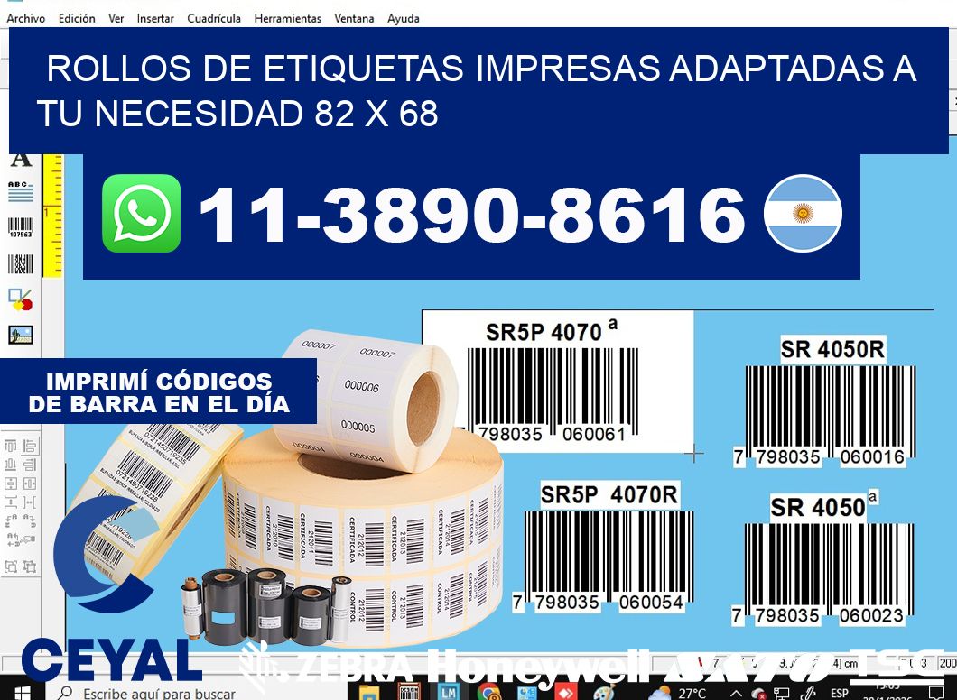 rollos de etiquetas impresas adaptadas a tu necesidad 82 x 68