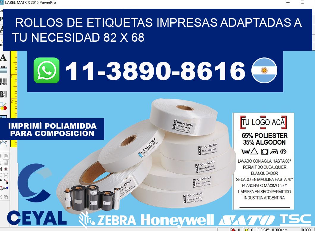 rollos de etiquetas impresas adaptadas a tu necesidad 82 x 68