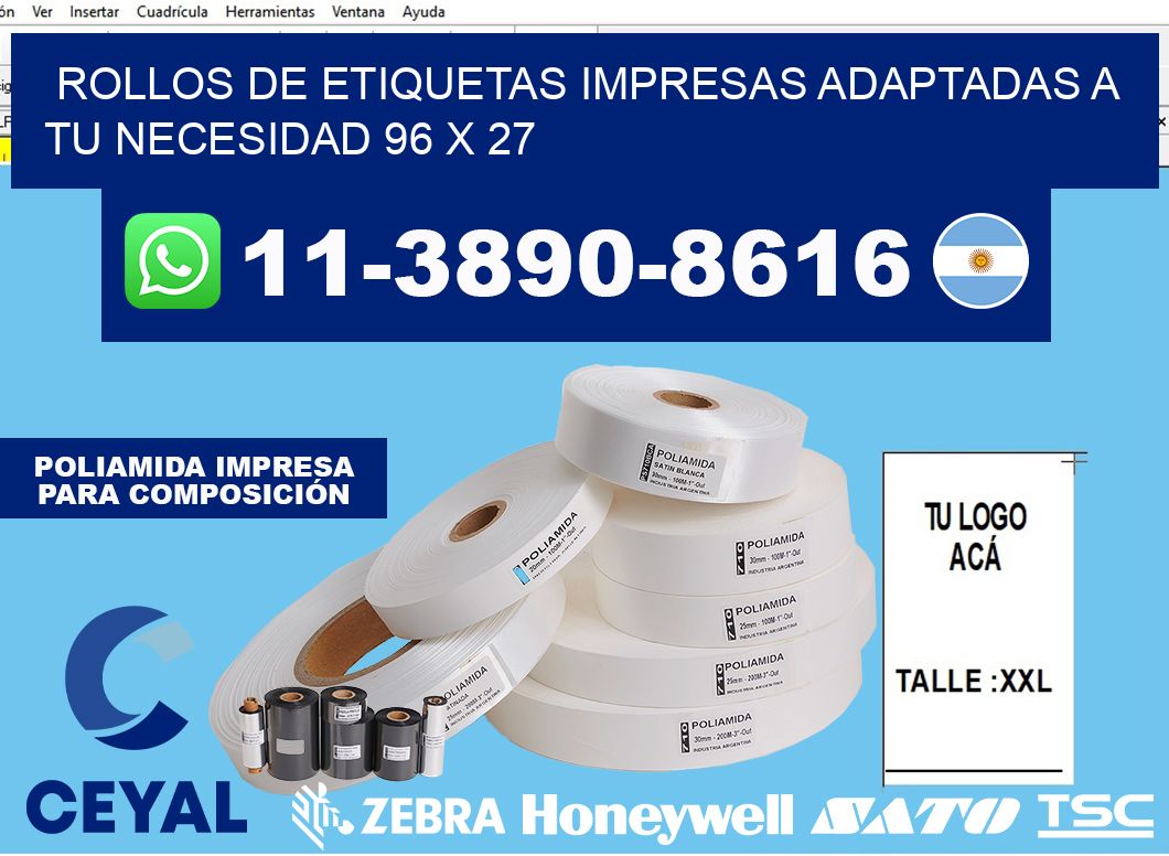 rollos de etiquetas impresas adaptadas a tu necesidad 96 x 27
