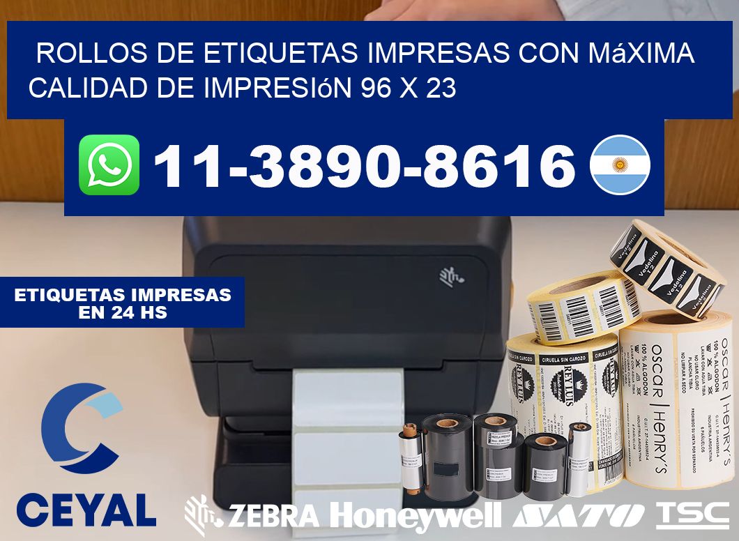 rollos de etiquetas impresas con máxima calidad de impresión 96 x 23