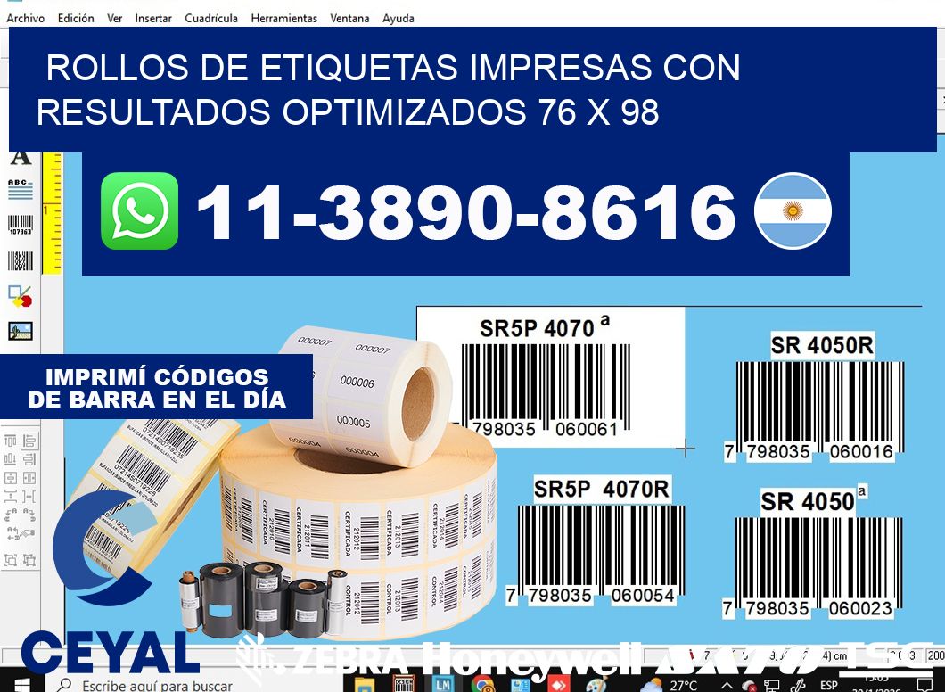 rollos de etiquetas impresas con resultados optimizados 76 x 98