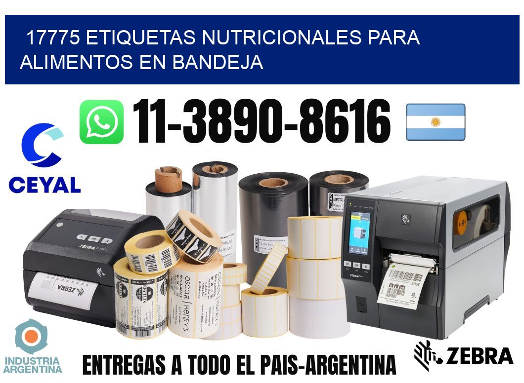 17775 etiquetas nutricionales para alimentos en bandeja