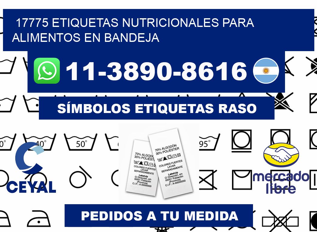 17775 etiquetas nutricionales para alimentos en bandeja