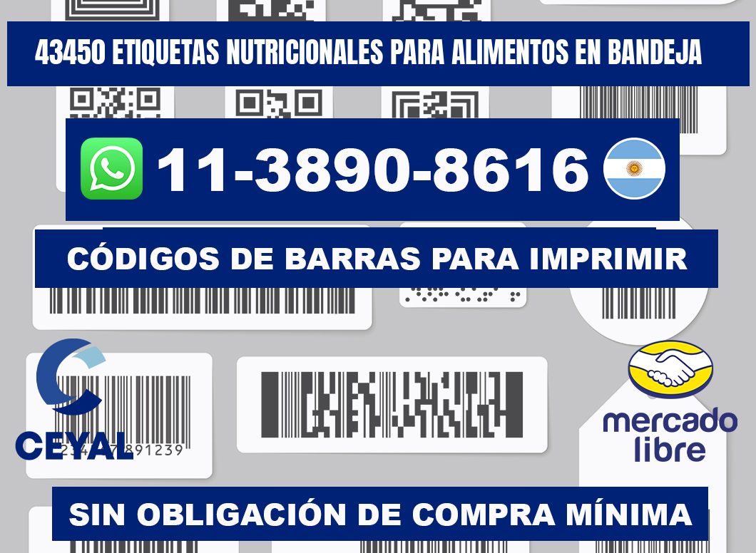 43450 etiquetas nutricionales para alimentos en bandeja