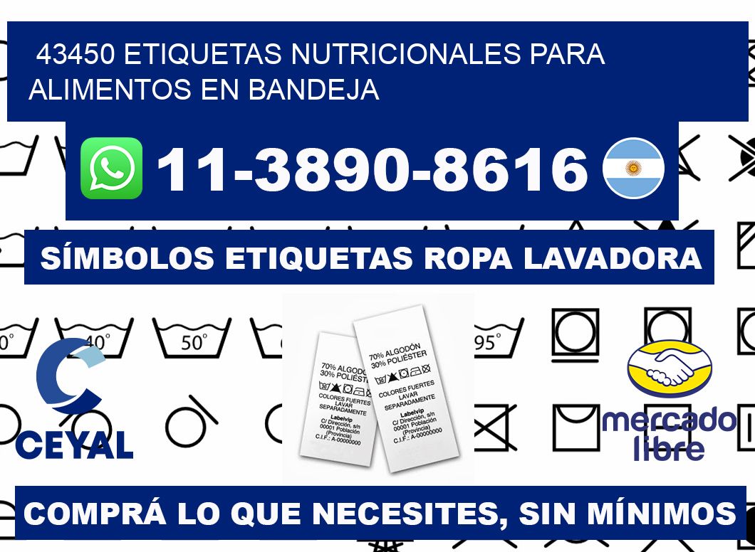43450 etiquetas nutricionales para alimentos en bandeja