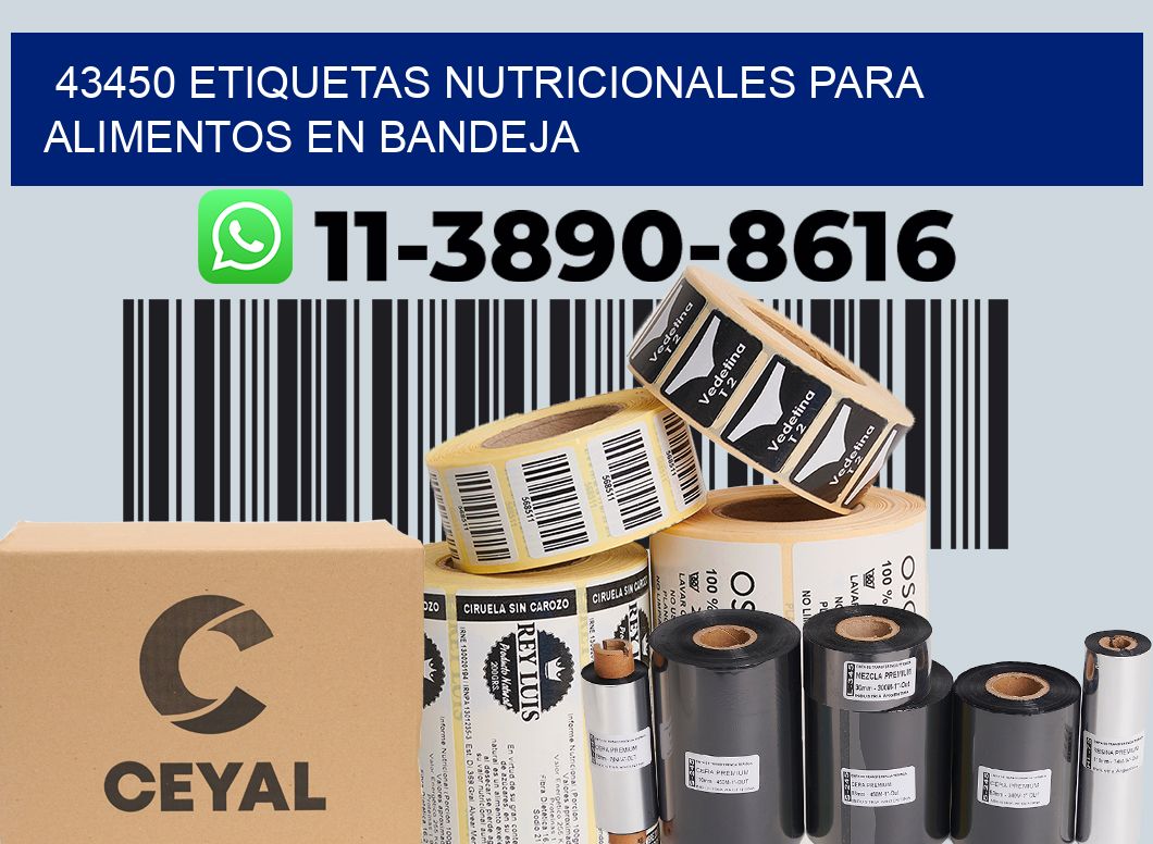43450 etiquetas nutricionales para alimentos en bandeja