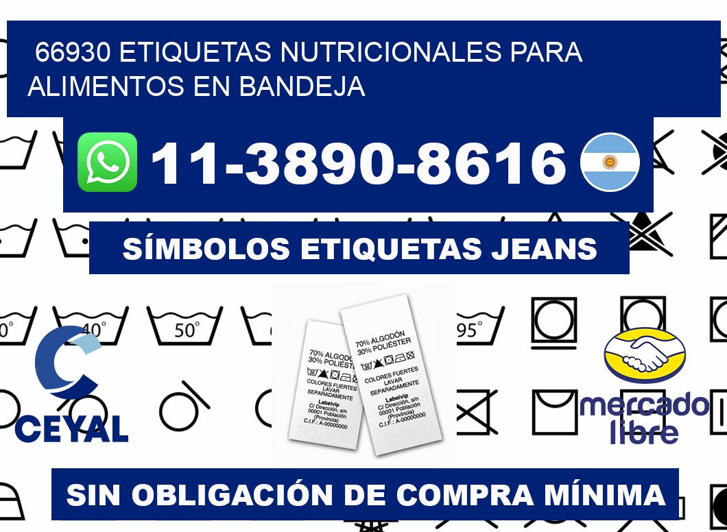 66930 etiquetas nutricionales para alimentos en bandeja