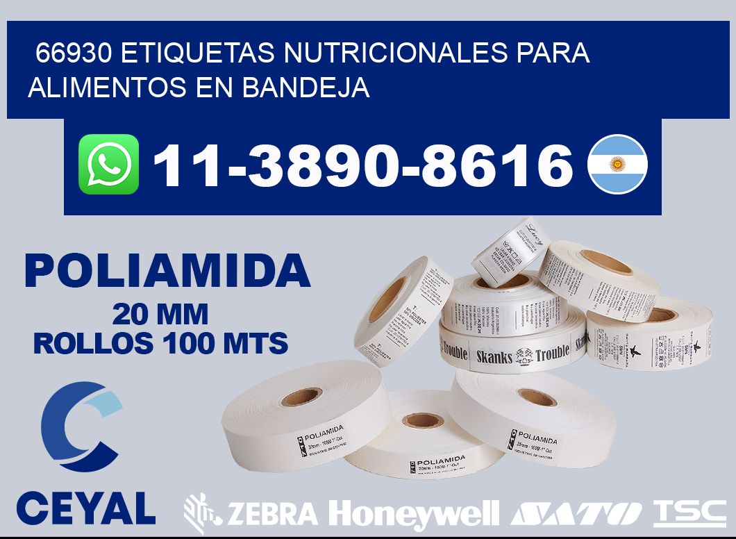66930 etiquetas nutricionales para alimentos en bandeja