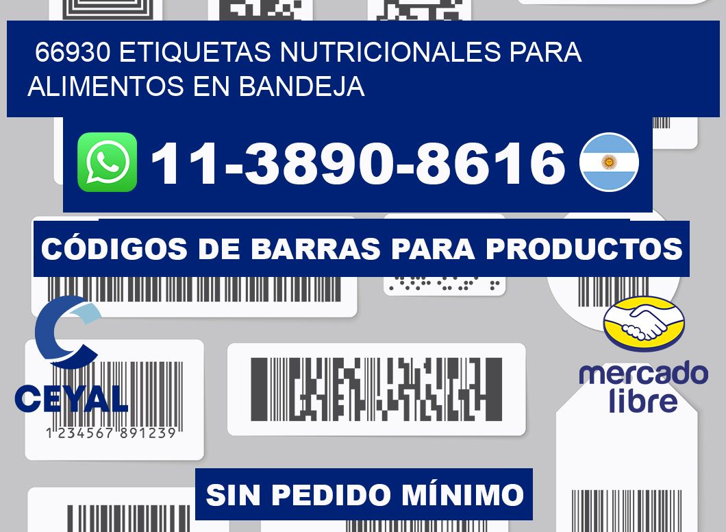 66930 etiquetas nutricionales para alimentos en bandeja