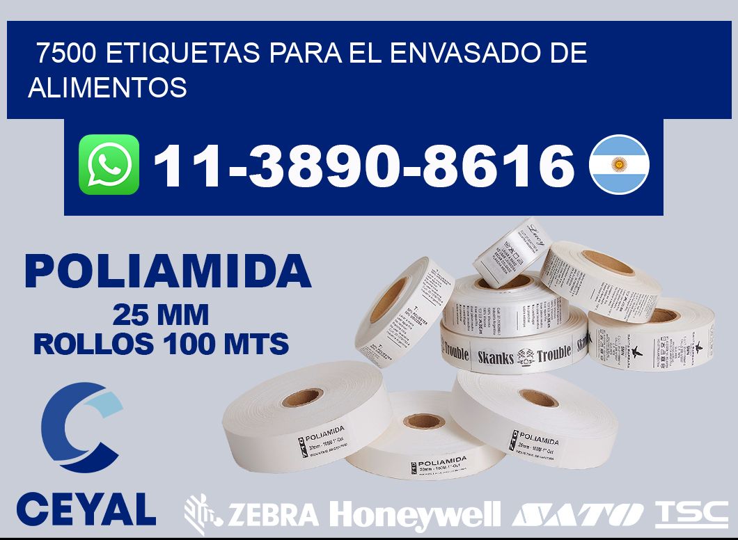 7500 etiquetas para el envasado de alimentos