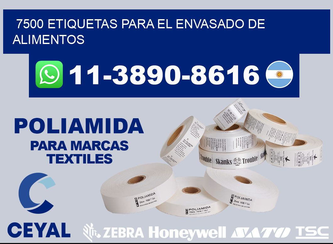 7500 etiquetas para el envasado de alimentos